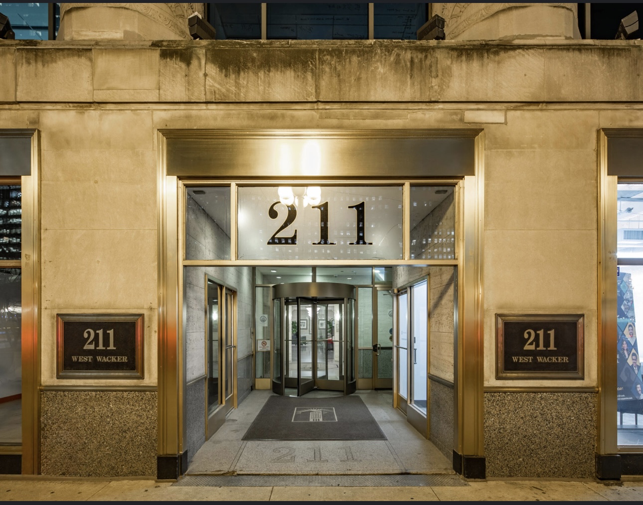 The entrance to 211 West Wacker Drive in Chicago